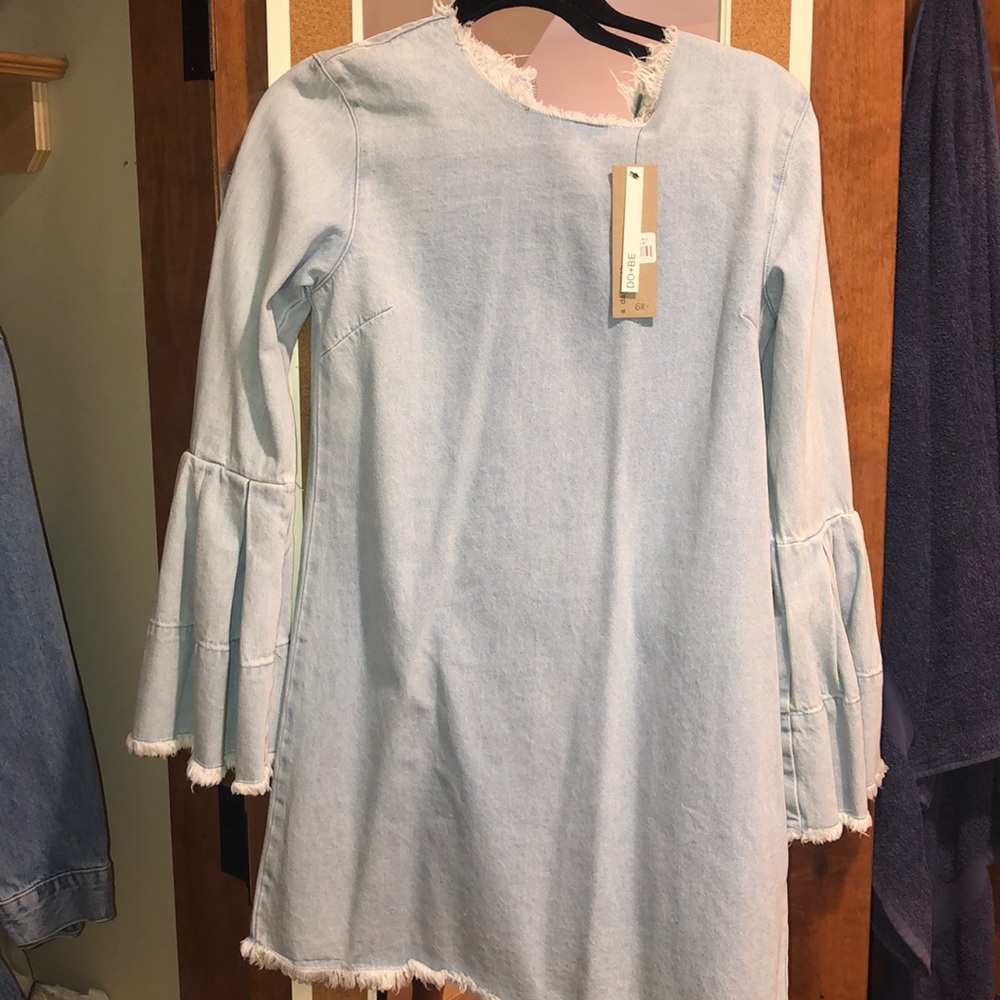 Denim long sleeve bell sleeve dress